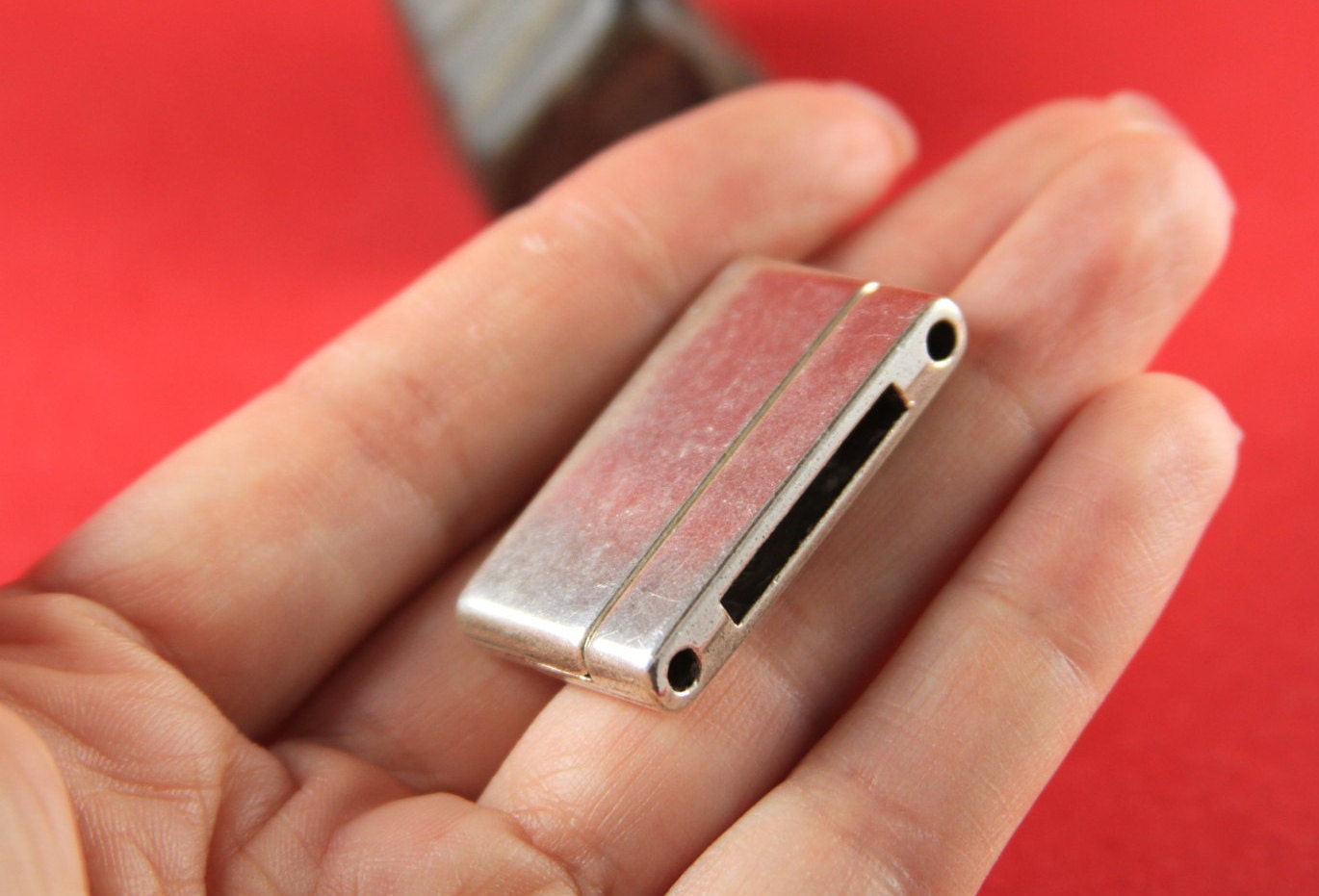 FC0161>>MADE in EUROPE zamak clasp, 20mm flat cord clasp, large clasp, silver clasp Qty1
