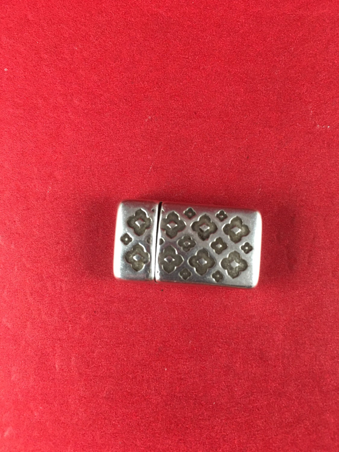 FC0041>> MADE in EUROPE zamak clasp,  flat cord clasp, 10mm flat cord clasp, leather cord clasp with flowers (9623) Qty1