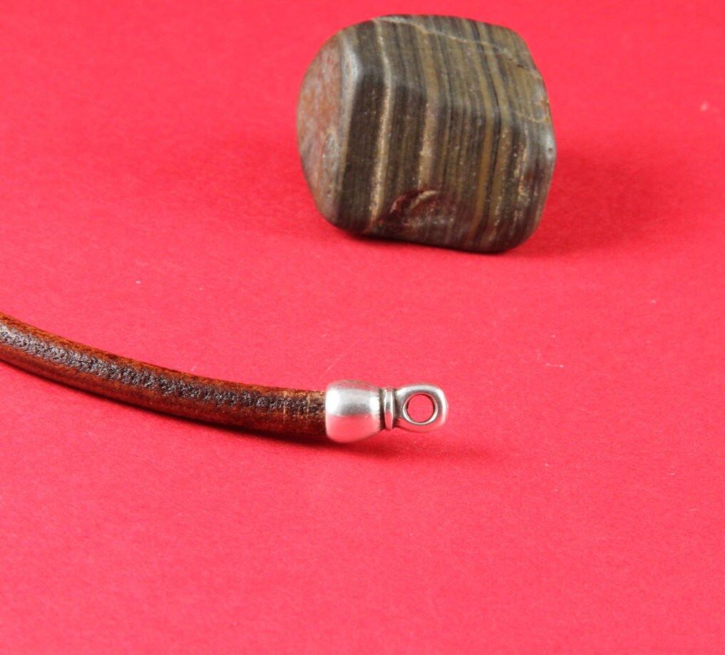 RC0201>> MADE in EUROPE 4 zamak cord ends, 5mm round cord ends, round cord end caps, silver cord end caps (4235) Qty4
