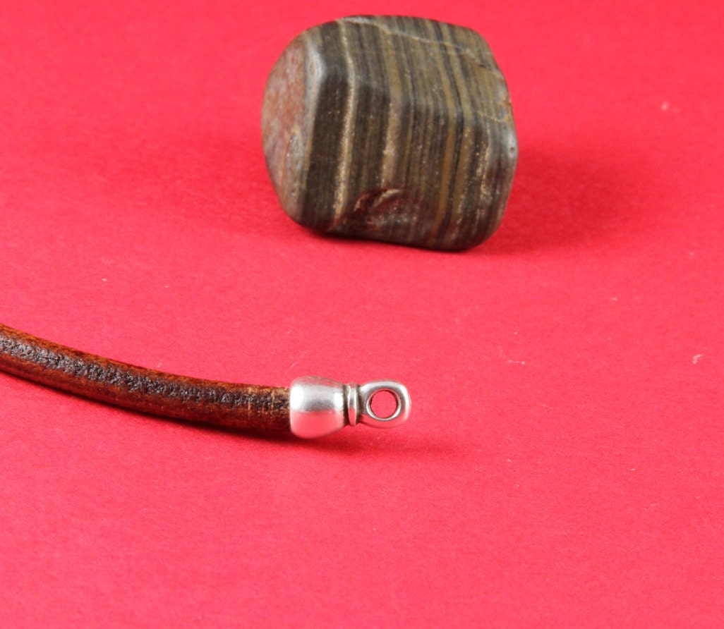RC0201>> MADE in EUROPE 4 zamak cord ends, 5mm round cord ends, round cord end caps, silver cord end caps (4235) Qty4
