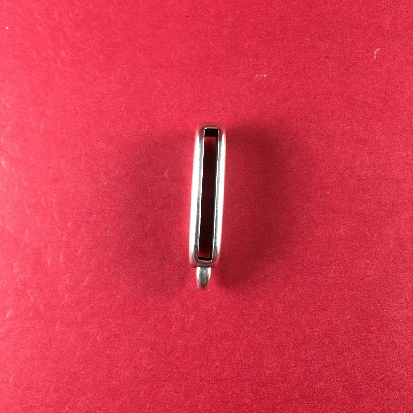 0/5 MADE in EUROPE 2 zamak flat cord bail with hanging ring, charm holder, 25mm flat cord slider with hanging ring (9579-0077) Qty2