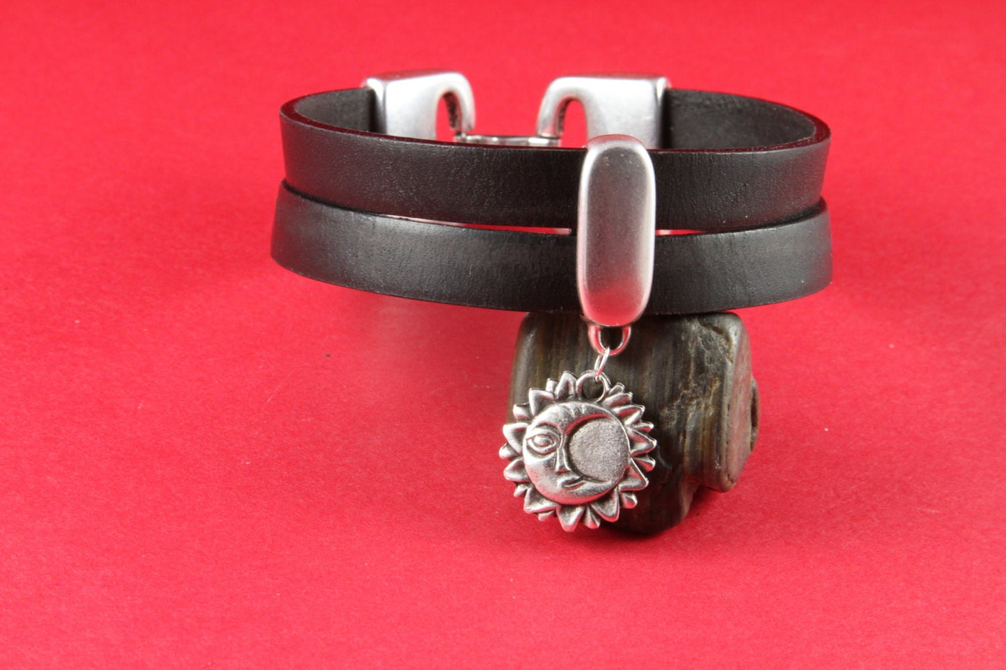 0/5 MADE in EUROPE 3 zamak flat cord bail with hanging ring, charm holder, 20mm flat cord slider with hanging ring (8022) Qty3