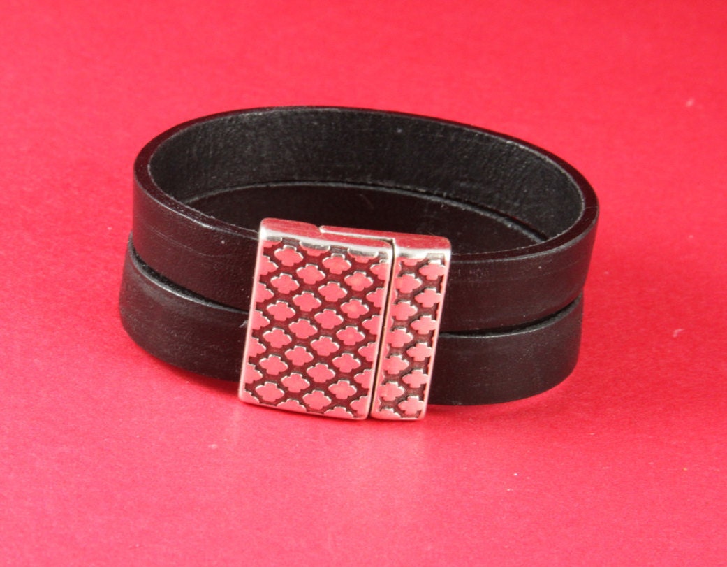 FC0246>>MADE in EUROPE zamak clasp, 20mm flat cord clasp, large clasp, silver clasp Qty1