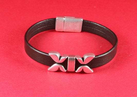 FS0040>> MADE IN EUROPE 4 zamak butterfly sliders, flat cord slider, 10mm flat cord sliders, silver butterfly sliders Qty4