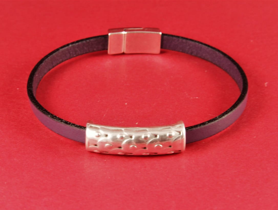 FS0094>>MADE in EUROPE 2 zamak tube sliders, 5mm cord slider tube, flat 5mm cord slider bead, silver slider tube Qty2