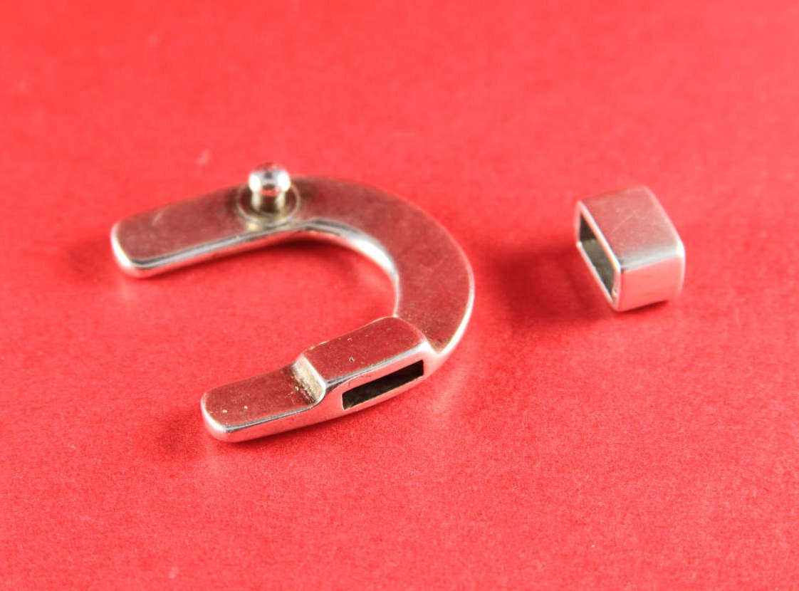 FC0253>>MADE in EUROPE zamak U clasp, U fastener clasp, 10mm cord clasp, flat cord clasp, horseshoe clasp, horse shoe clasp (4788/10) Qty1