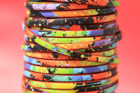 MADE in EUROPE 24'' multi color leather cord, 5mm flat leather cord, 5mm flat leather cord