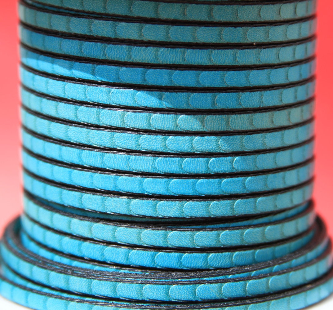 MADE in EUROPE 24'' flat 5mm engraved leather cord, 5mm flat leather cord, 5mm embossed leather cord (511/05/20)