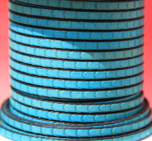 MADE in EUROPE 24'' flat 5mm engraved leather cord, 5mm flat leather cord, 5mm embossed leather cord (511/05/20)