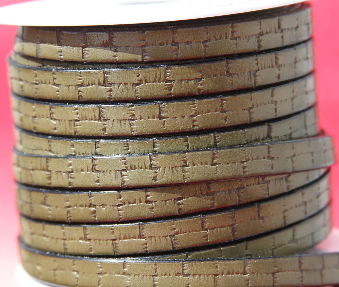 MADE in SPAIN 24" flat leather cord, 10mm flat engraved leather cord for bracelet, embossed 10mm leather cord (505/10/43)