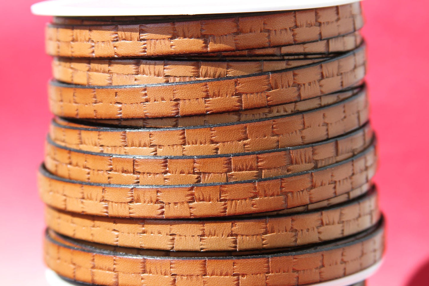 MADE in EUROPE 24'' flat 10mm engraved leather cord, 10mm flat leather cord, 10mm embossed leather cord (505/10/33)