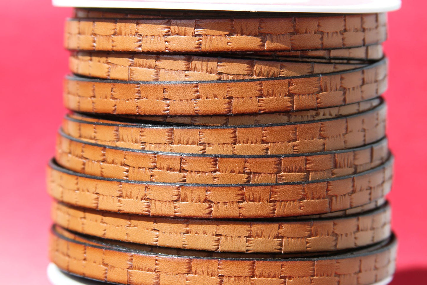 MADE in EUROPE 24'' flat 10mm engraved leather cord, 10mm flat leather cord, 10mm embossed leather cord (505/10/33)