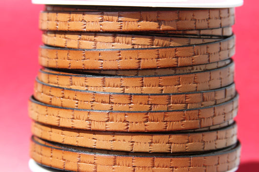 MADE in EUROPE 24'' flat 10mm engraved leather cord, 10mm flat leather cord, 10mm embossed leather cord (505/10/33)