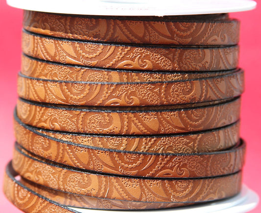 MADE in EUROPE 24'' flat 10mm engraved leather cord, 10mm flat leather cord, 10mm embossed leather cord (503/10/33)