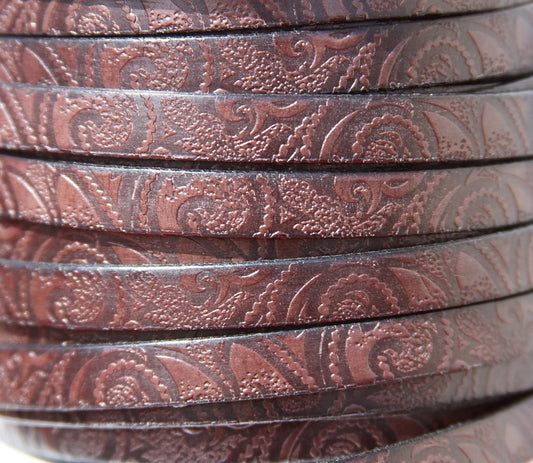 MADE in EUROPE 24'' flat 10mm engraved leather cord, 10mm flat leather cord, 10mm embossed leather cord (503/10/02)