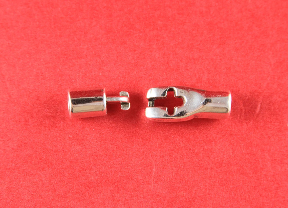 RC0080>>MADE in EUROPE zamak hook clasp, round cord clasp, 5mm cord clasp, bracelet zamak hook, zamak toggle clasp (Ablz138S) Qty1