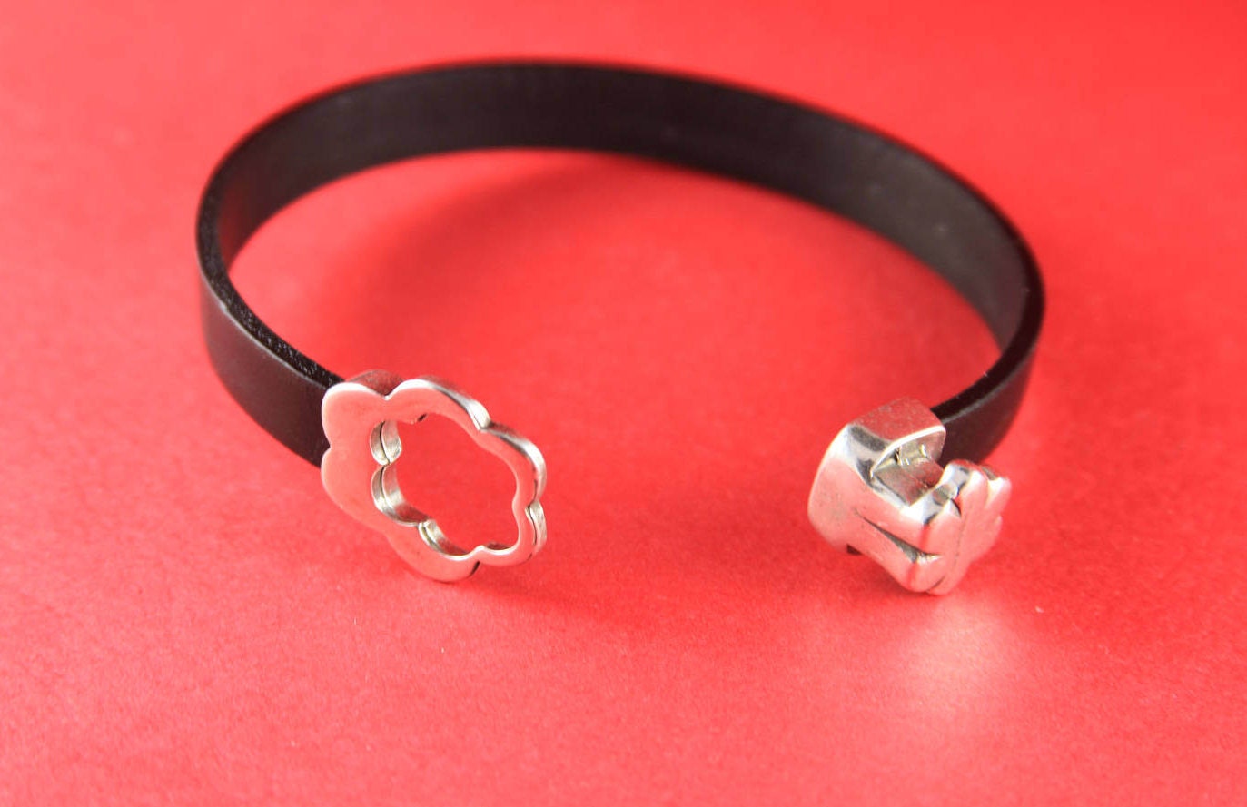 FC0165>>MADE in EUROPE zamak flower hook clasp, 10mm flat cord flower hook clasp, (6605) Qty1