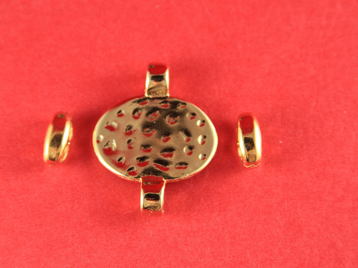C0051>>MADE in EUROPE zamak connector +2 separators , two hole connector, round cord connector, gold zamak connector (ABLZ90G) Qty1set
