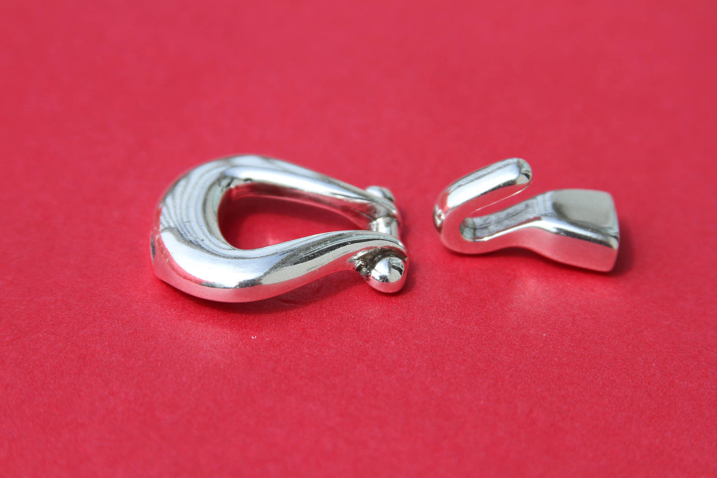 FC0021>>MADE in EUROPE zamak hook clasp set, bracelet clasp, silver hook clasp, flat cord hook clasp  Qty1