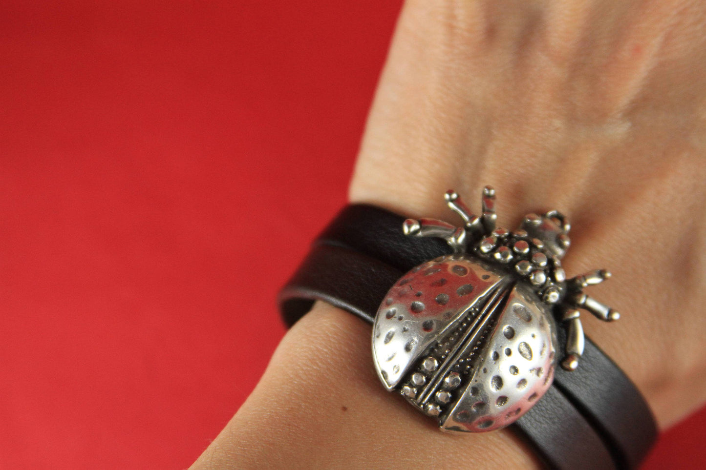 FS0413>>MADE in EUROPE zamak ladybug slider, large zamak slider, zamak ladybug spacer, large beetle slider Qty1