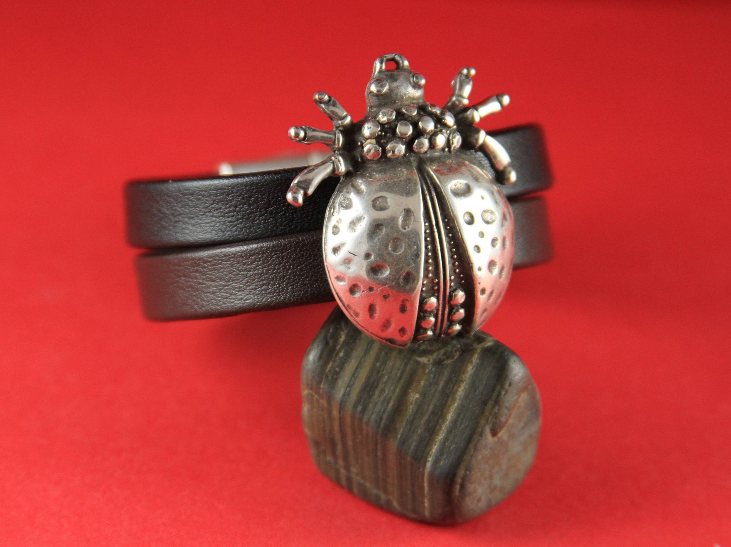 FS0413>>MADE in EUROPE zamak ladybug slider, large zamak slider, zamak ladybug spacer, large beetle slider Qty1