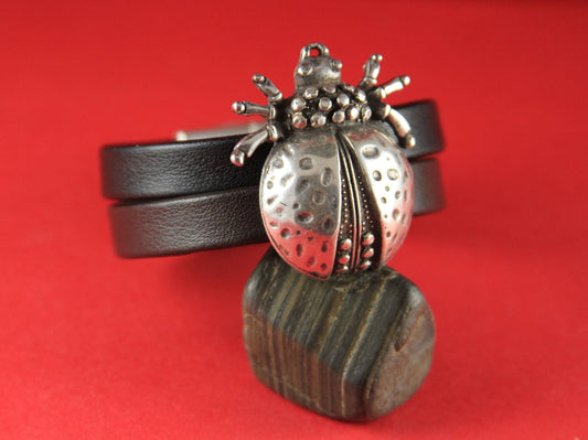 FS0413>>MADE in EUROPE zamak ladybug slider, large zamak slider, zamak ladybug spacer, large beetle slider Qty1
