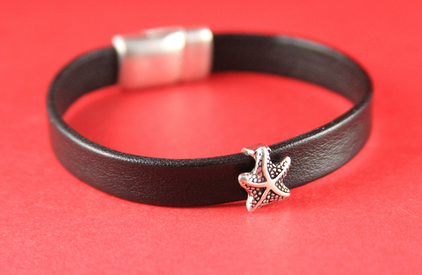 RS0123>>MADE in EUROPE 2 zamak starfish sliders, double strand 5mm round cord slider, round cord sea star slider (77654/10) Qty2