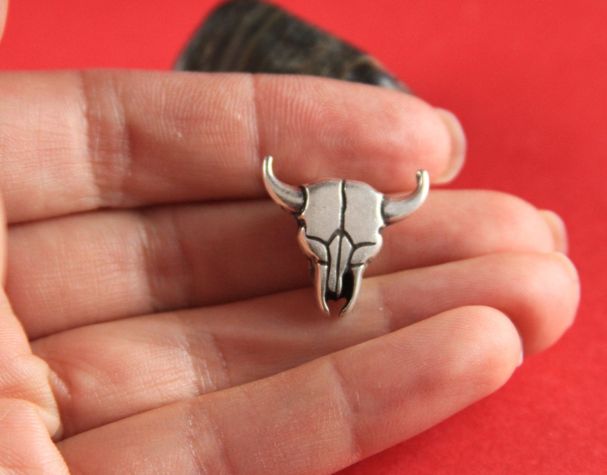 FS0594>> MADE in EUROPE 2 zamak bull skull sliders for 10mm flat leather, zamak slider for bracelet, 10mm flat cord slider Qty2