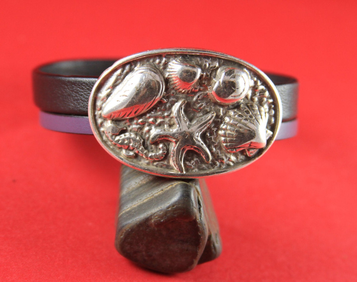 C0096>>MADE in EUROPE zamak beach style connector, embossed connector, 15mm cord connector, flat 15mm leather cord connector (24195) Qty 1