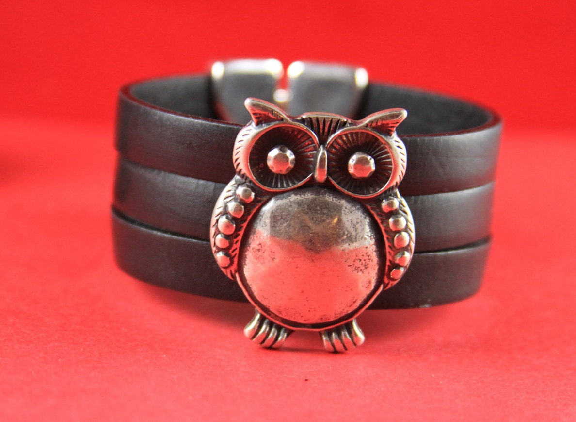FS0009>>MADE IN EUROPE flat cord zamak slider, zamak owl slider, large owl slider, 30mm flat cord slider Qty1