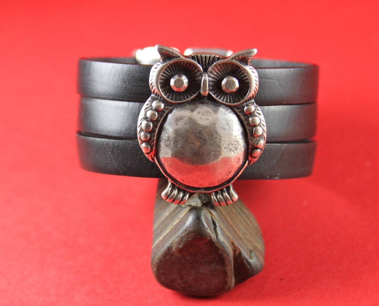 FS0009>>MADE IN EUROPE flat cord zamak slider, zamak owl slider, large owl slider, 30mm flat cord slider Qty1