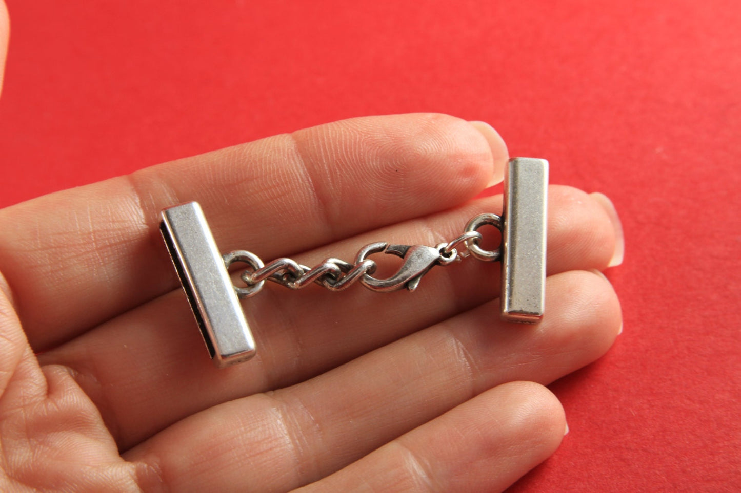 FC0167>>MADE in EUROPE 20mm  zamak clasp with extention chain, 20mm adjustable clasp, flat 20mm clasp,  flat 20mm clasp (78826/20)qty1