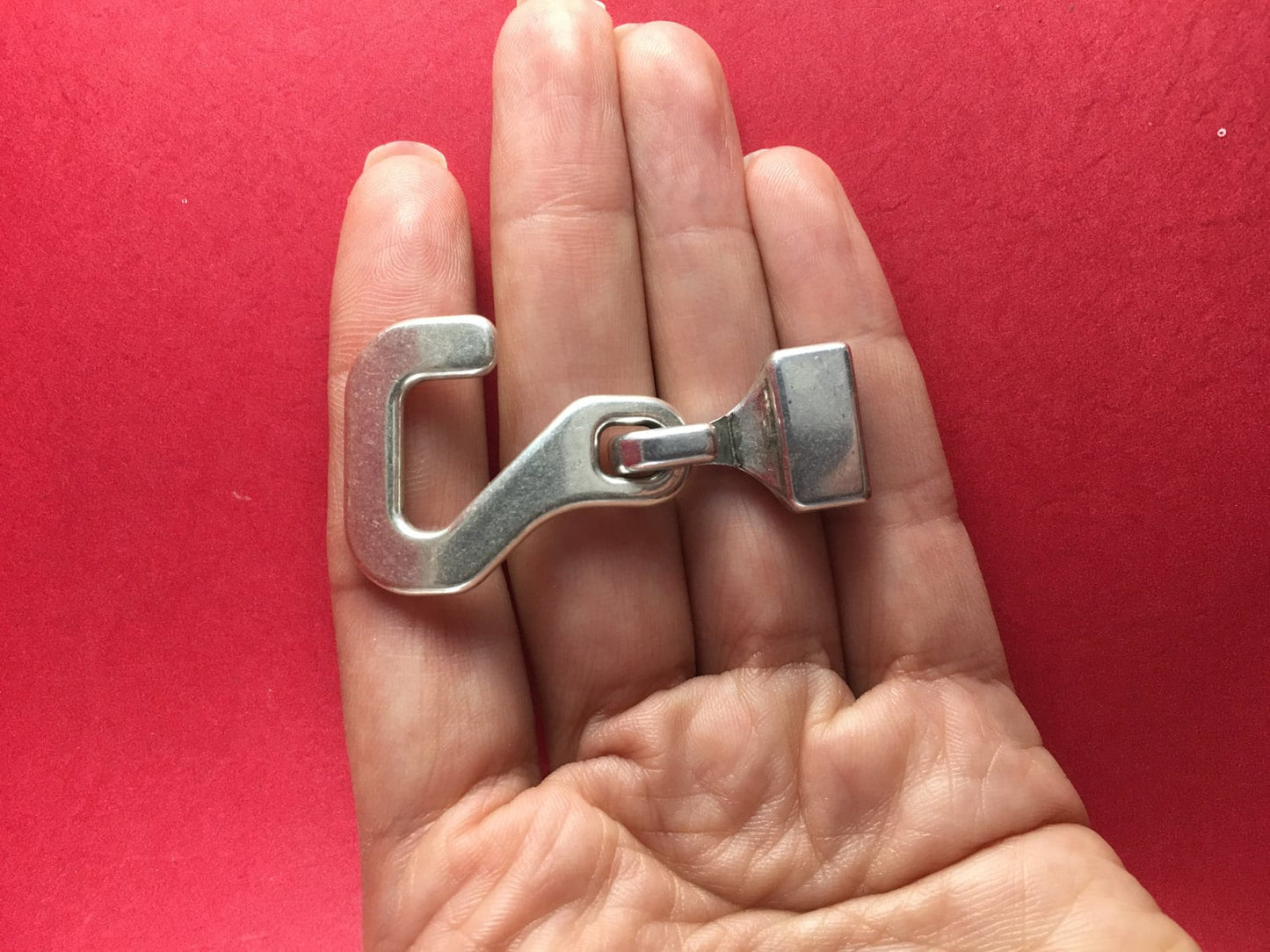 FC0031>> MADE in EUROPE zamak hook clasp, bracelet clasp, silver hook clasp, flat cord hook clasp (76995/13) Qty1