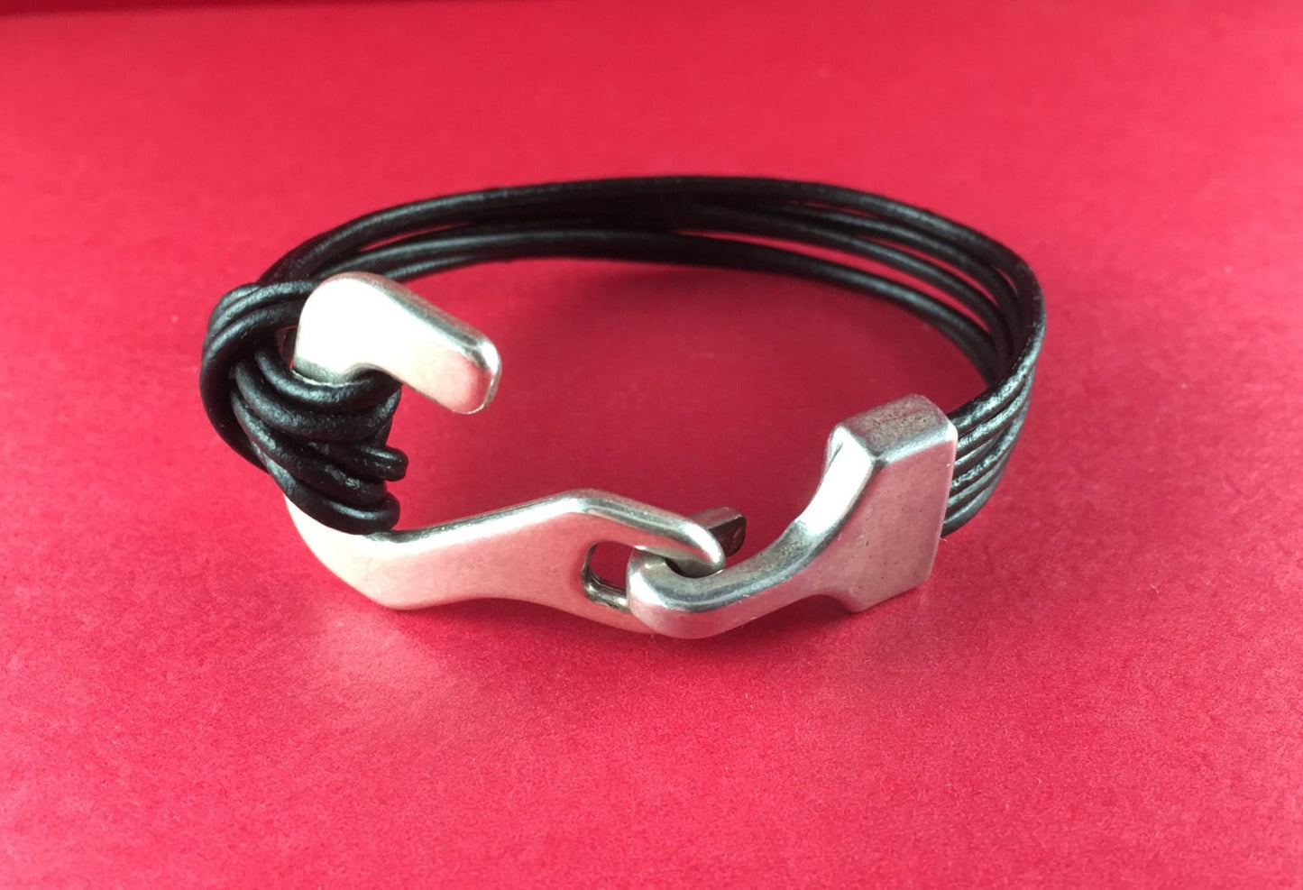 FC0031>> MADE in EUROPE zamak hook clasp, bracelet clasp, silver hook clasp, flat cord hook clasp (76995/13) Qty1