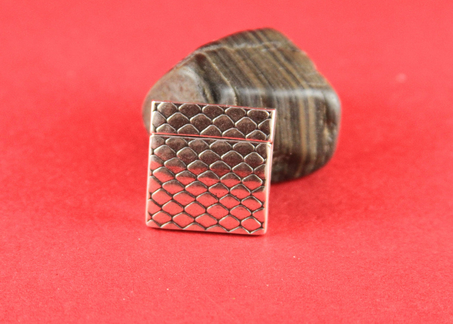 FC0080>>MADE in EUROPE zamak clasp, 20mm flat cord clasp, snakeskin pattern clasp, silver clasp Qty1