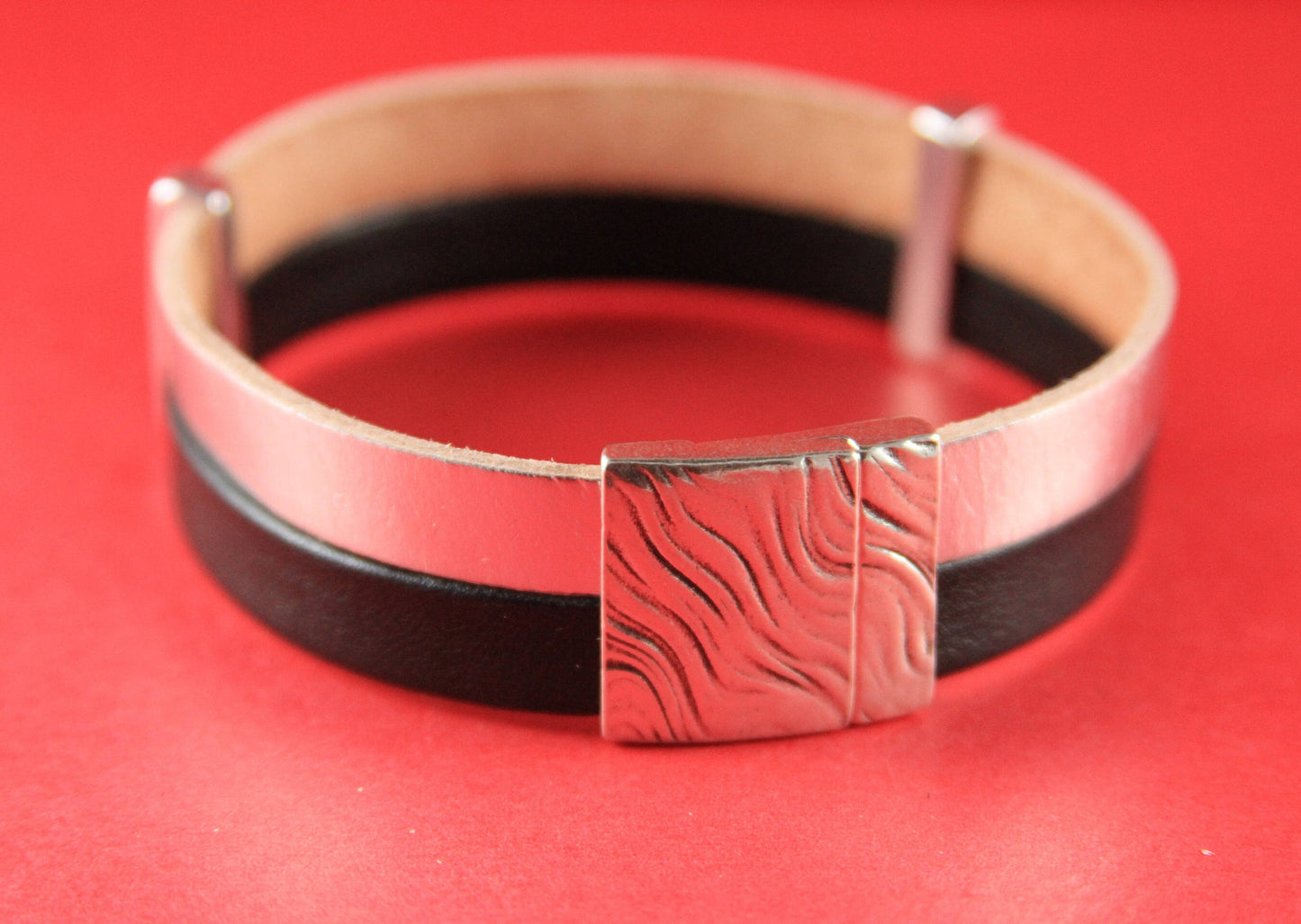 FC0077>> MADE in EUROPE zamak clasp, 20mm flat cord clasp, wavy clasp, silver clasp Qty1