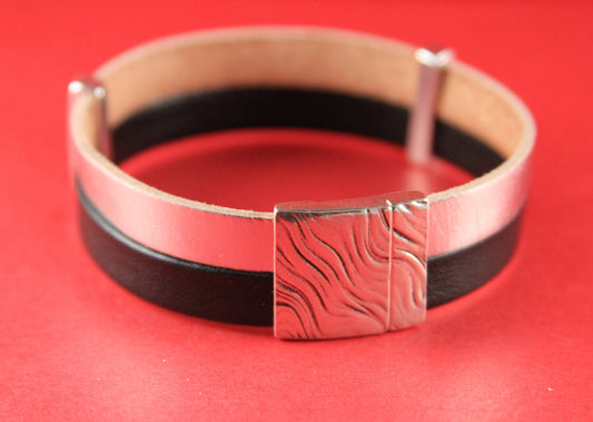 FC0077>> MADE in EUROPE zamak clasp, 20mm flat cord clasp, wavy clasp, silver clasp Qty1
