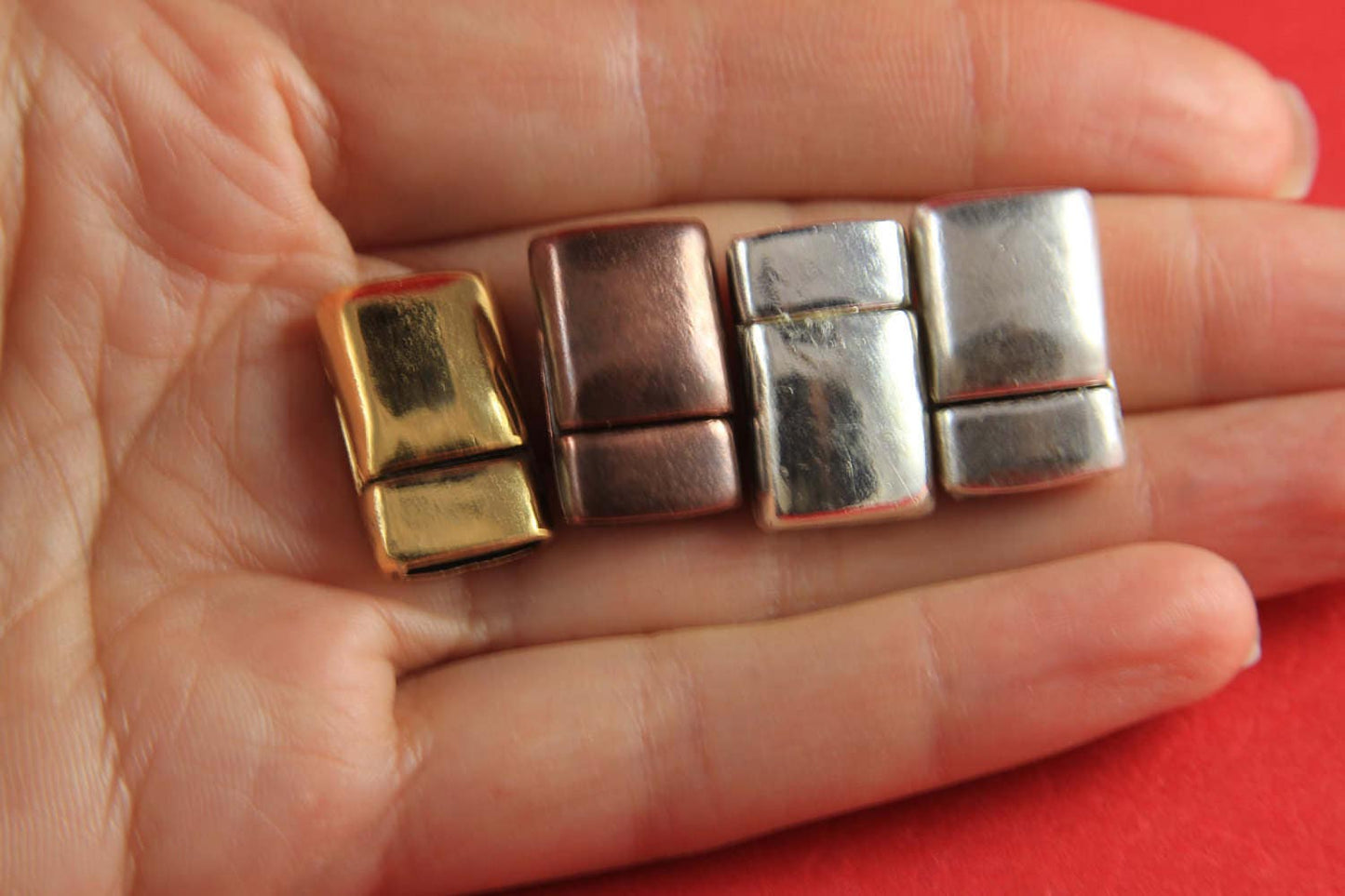 FC0212>>MADE IN EUROPE copper magnetic clasp, flat leather cord clasp, copper 10mm flat cord clasp, 10mm cord magnetic clasp (Xm5982AC) Qty1