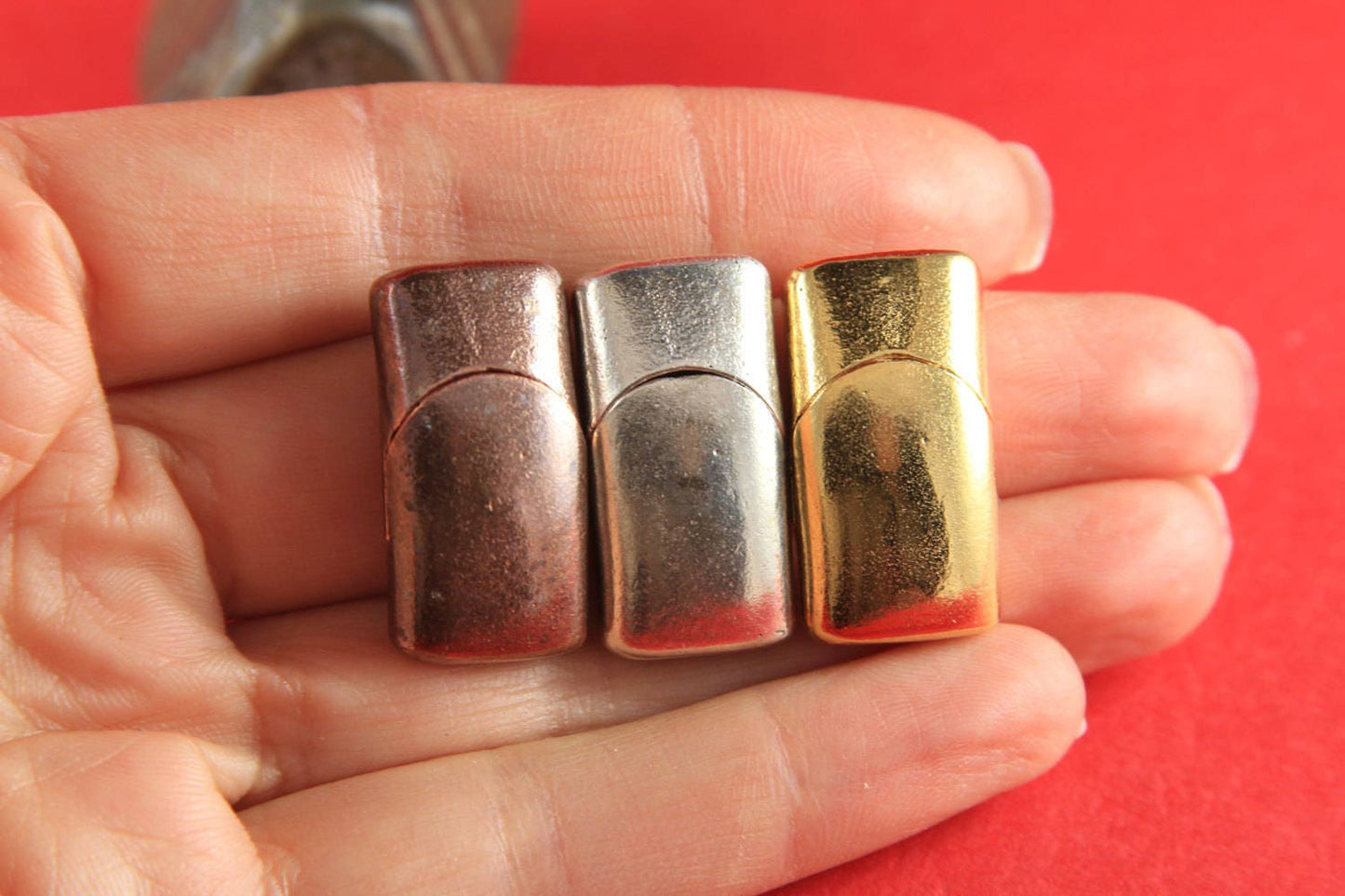 FC0220>>MADE IN EUROPE copper  magnetic clasp for 10mm flat cord, leather bracelet clasp, flat cord clasp (XM6003AC) Qty1