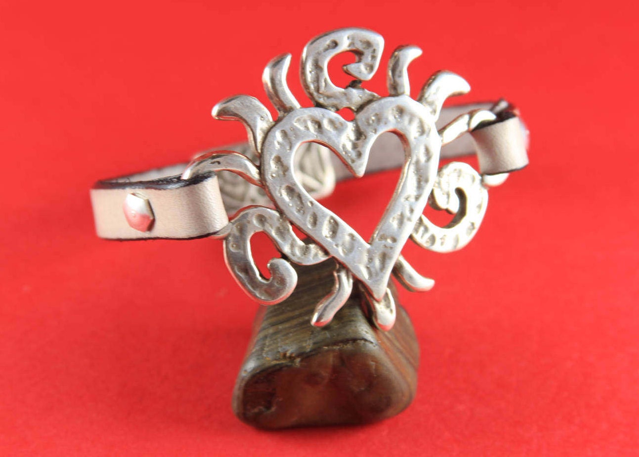 C0090>>MADE in EUROPE zamak heart connector, silver heart connector, bracelet zamak connector, large heart connector, Qty1
