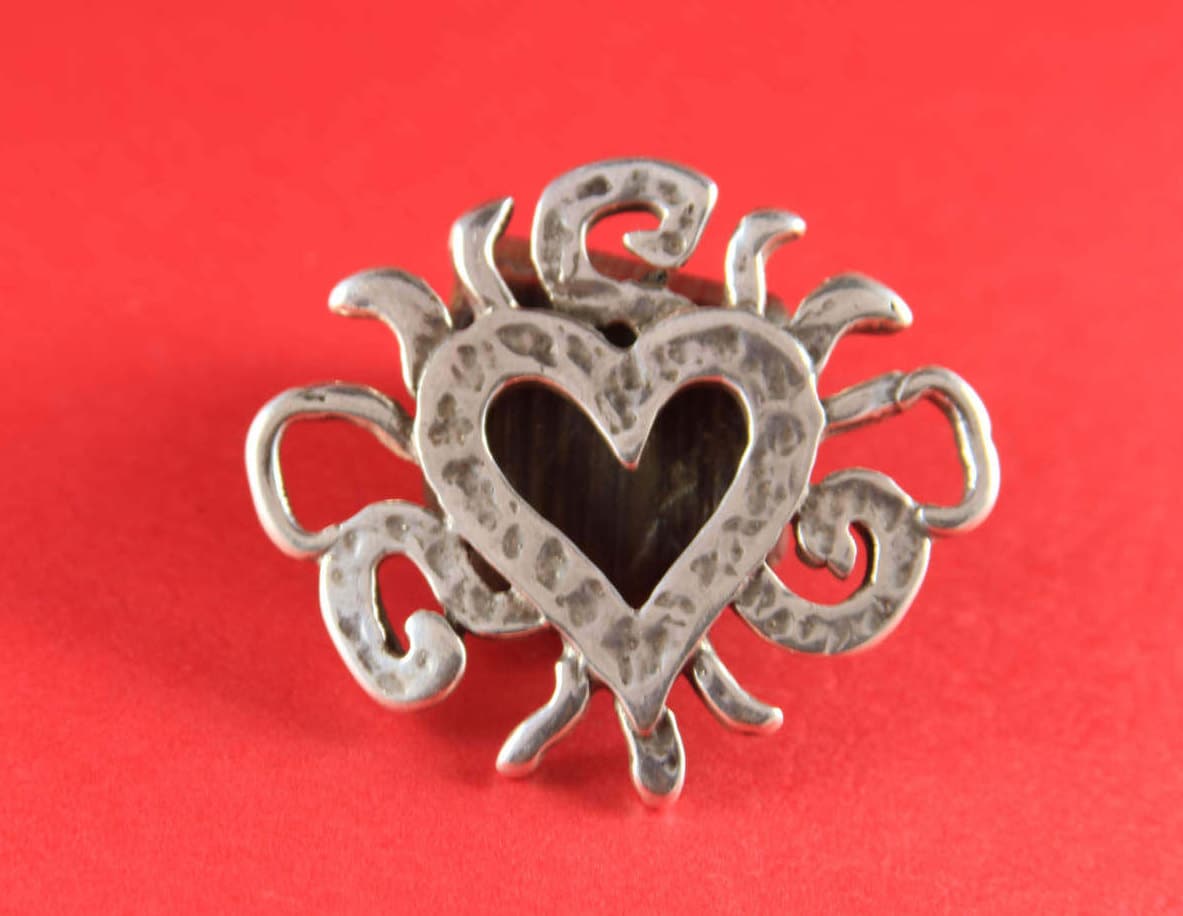 C0090>>MADE in EUROPE zamak heart connector, silver heart connector, bracelet zamak connector, large heart connector, Qty1