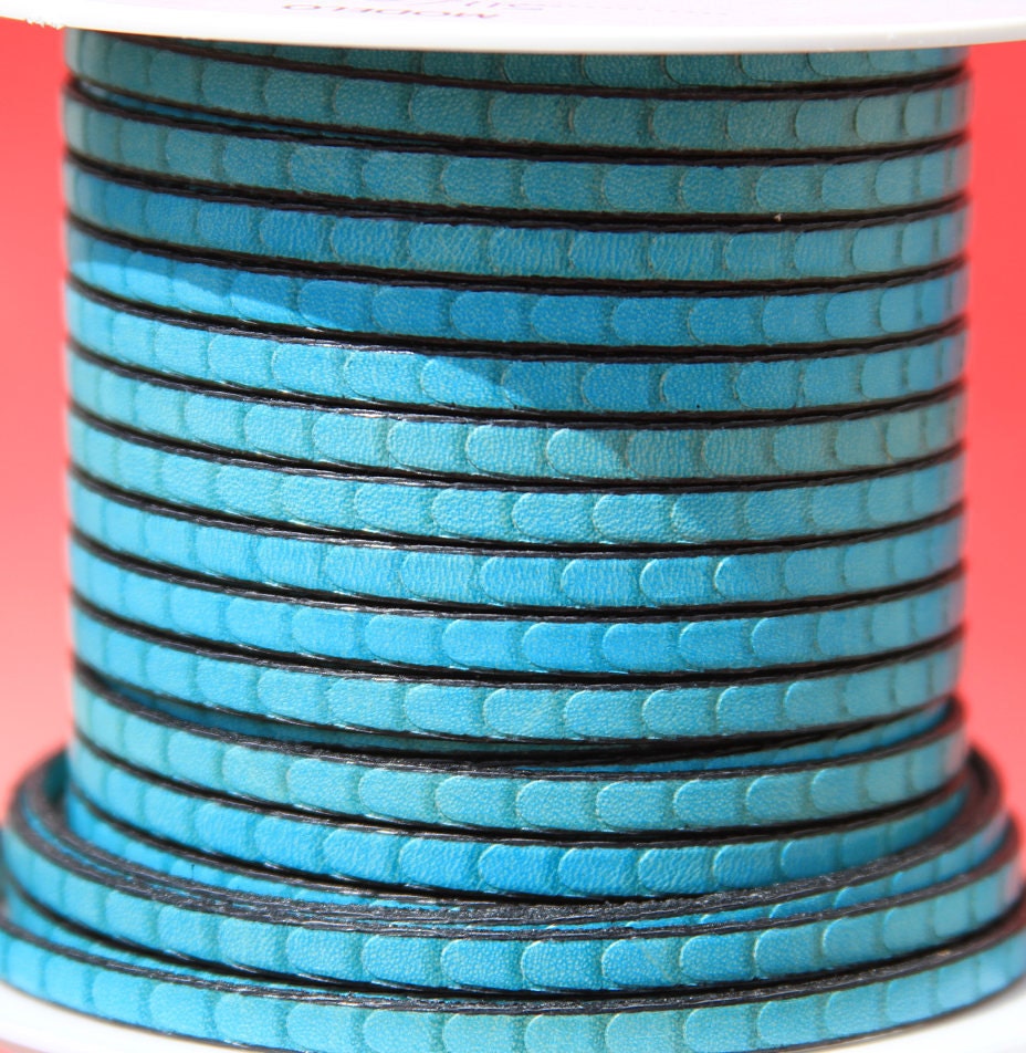 MADE in EUROPE 24'' flat 5mm engraved leather cord, 5mm flat leather cord, 5mm embossed leather cord (511/05/20)