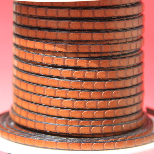 MADE in EUROPE 24'' flat 5mm engraved leather cord, 5mm flat leather cord, 5mm embossed leather cord (511/05/33)