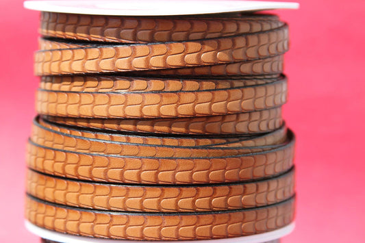 MADE in EUROPE 24'' flat 10mm engraved leather cord, 10mm flat leather cord, 10mm embossed leather cord (511/10/33)