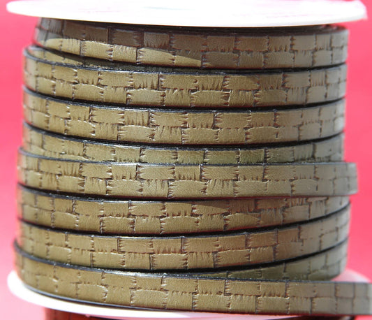 MADE in SPAIN 24" flat leather cord, 10mm flat engraved leather cord for bracelet, embossed 10mm leather cord (505/10/43)