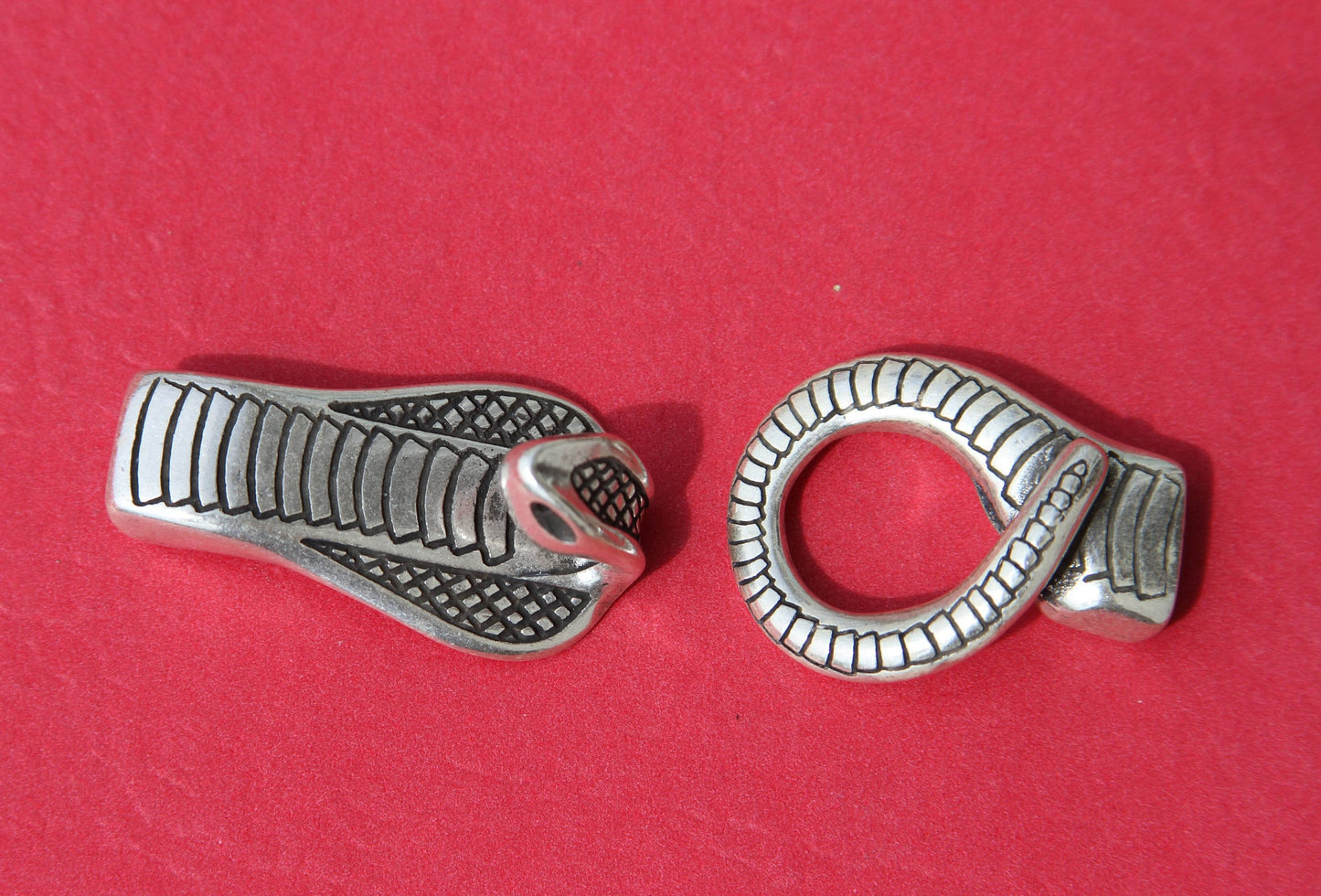FC0005>> MADE in EUROPE zamak snake hook clasp, silver hook clasp, flat  cord snake clasp (77913/02) qty1