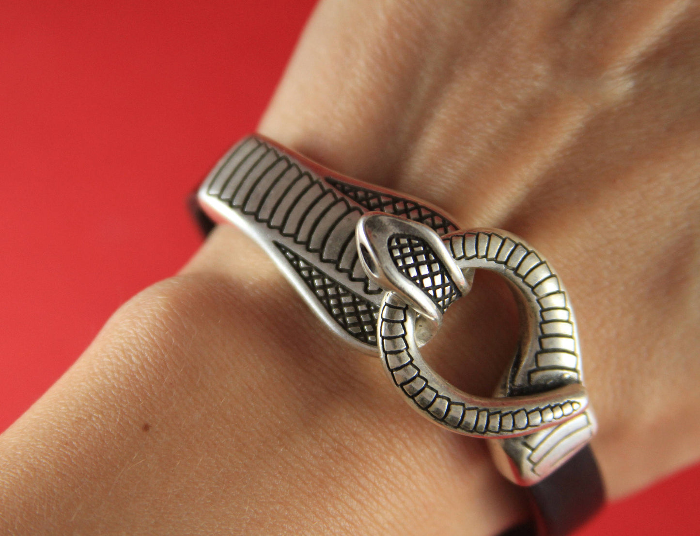 FC0005>> MADE in EUROPE zamak snake hook clasp, silver hook clasp, flat  cord snake clasp (77913/02) qty1