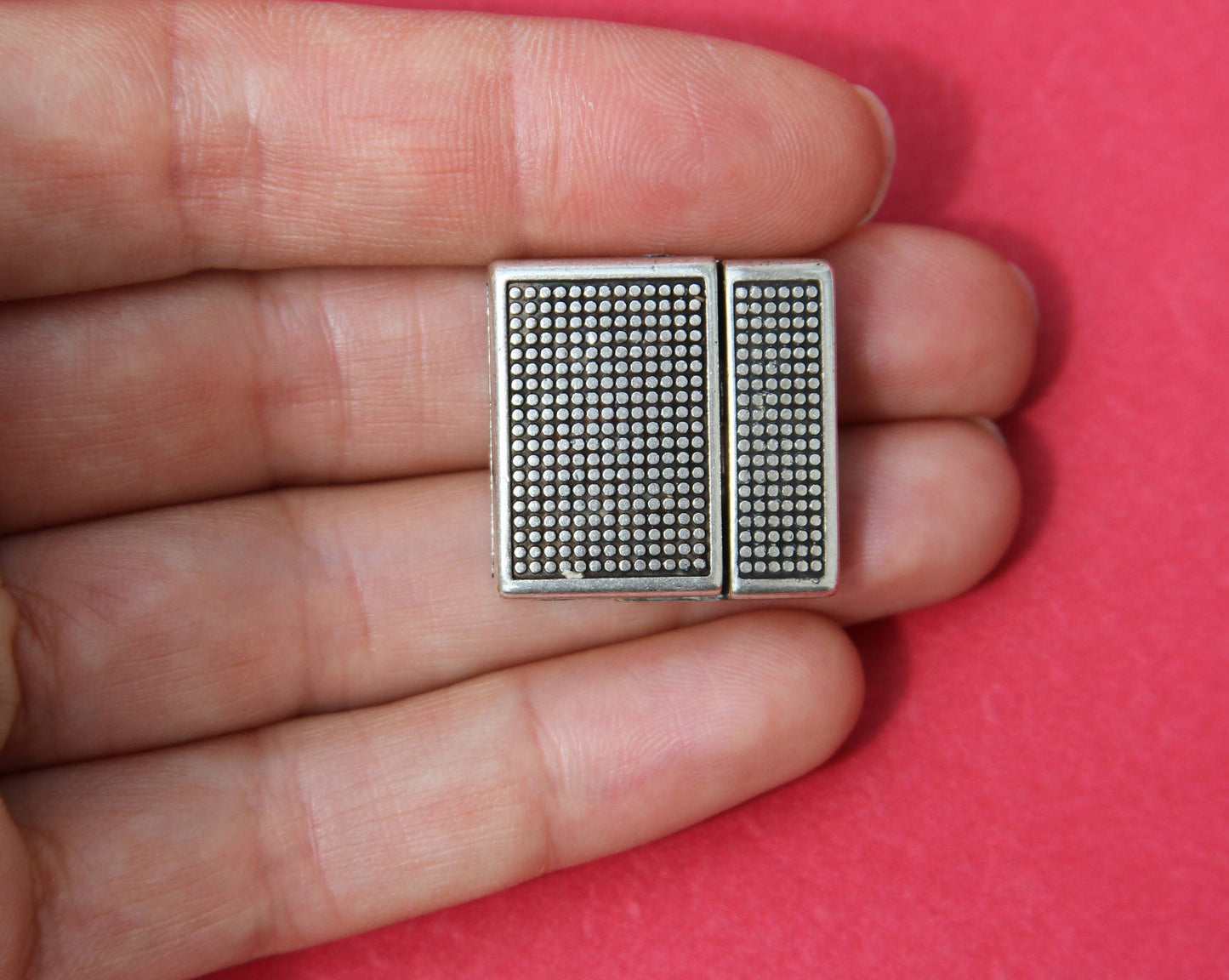 FC0079>>MADE in EUROPE zamak clasp, 20mm flat cord clasp, large clasp, silver clasp Qty1