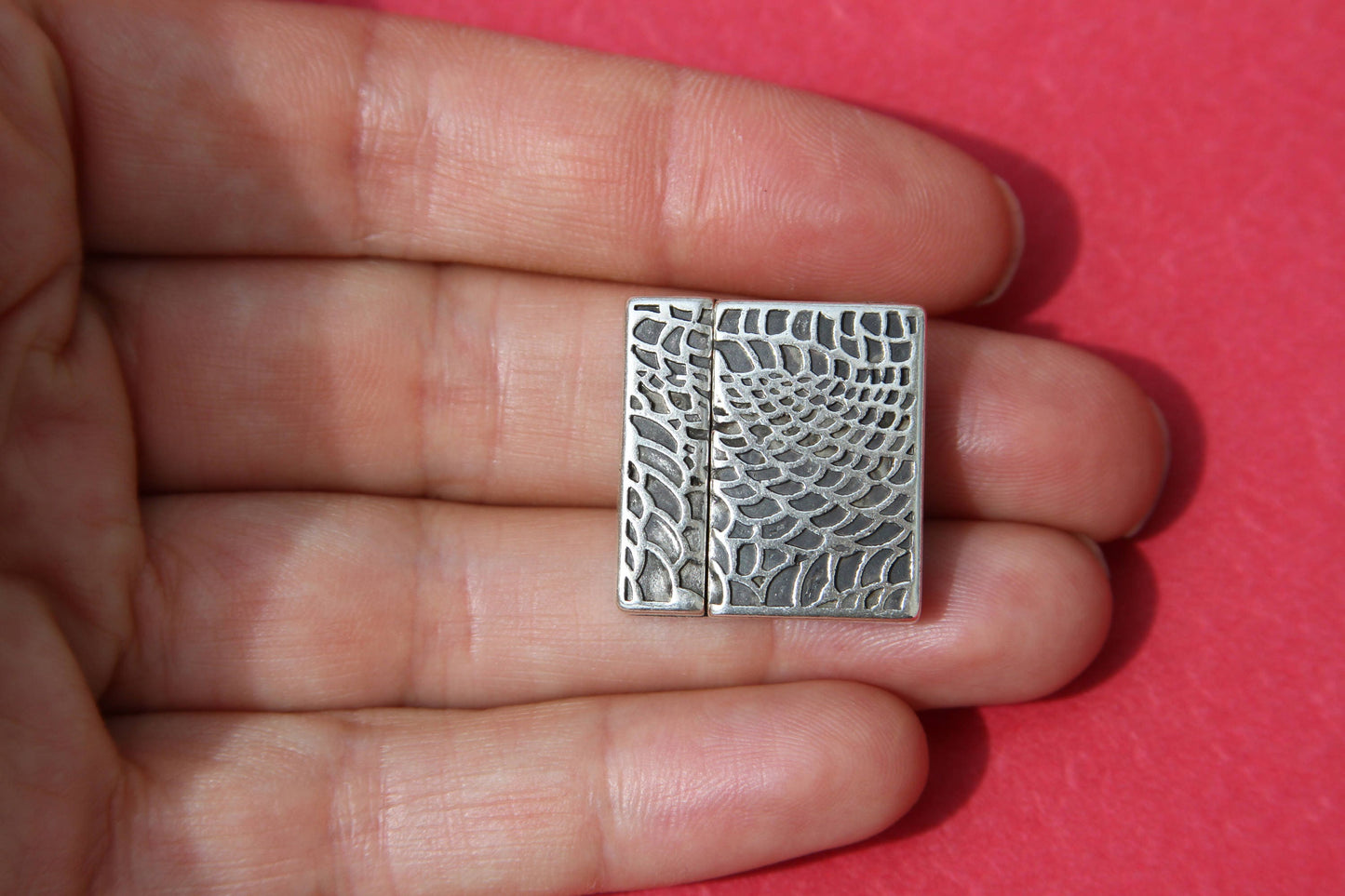 FC0073>>MADE in EUROPE zamak clasp, 20mm flat cord clasp, large clasp, silver clasp (78915/20) Qty1