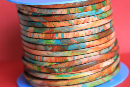 MADE in EUROPE 24'' multi color leather cord, 5mm flat leather cord, 5mm flat leather cord (vm5mulsav)